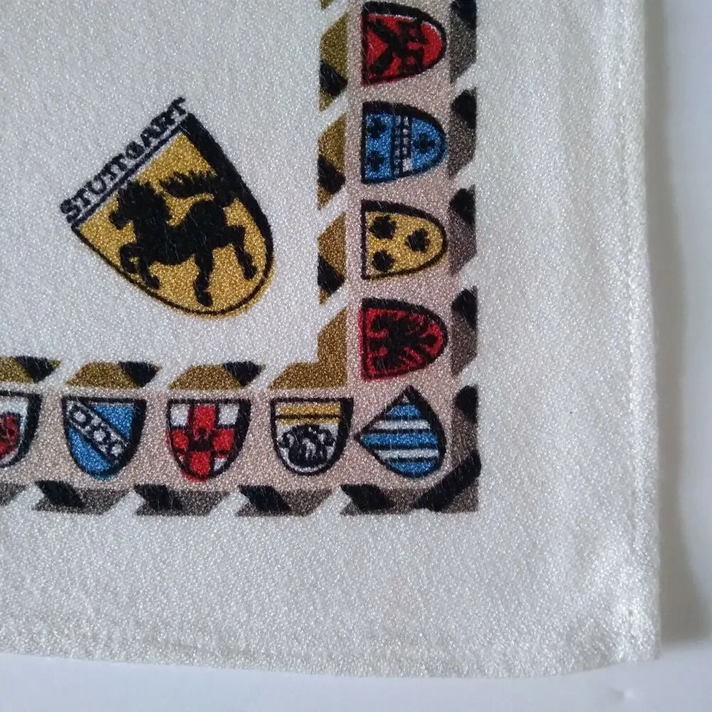 VIntage German Linen Napkin Set Coat Arms 6 Flag Crest Shield Cities Octoberfest